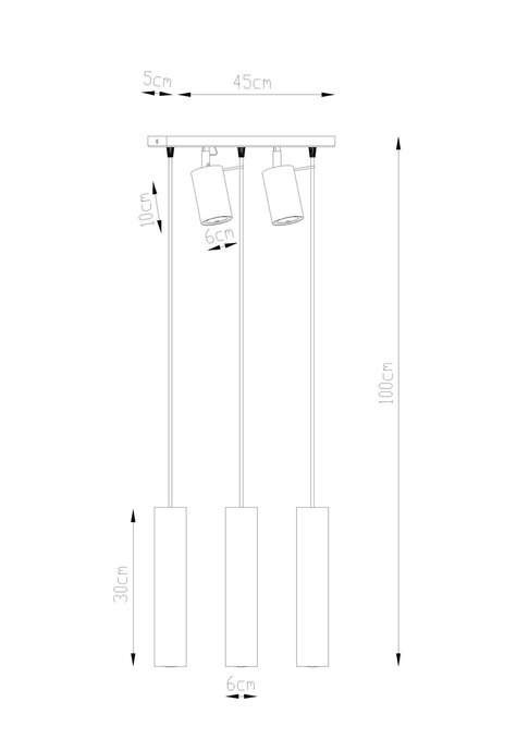 RING 3 svart taklampa + 5x GU-10 3000K varm 7W 620lm LED-lampa