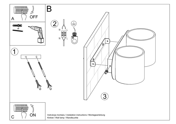 Vägglampa ORBIS 2 grå + 2x LED-lampa G9 3000K varm 4,5W 510lm
