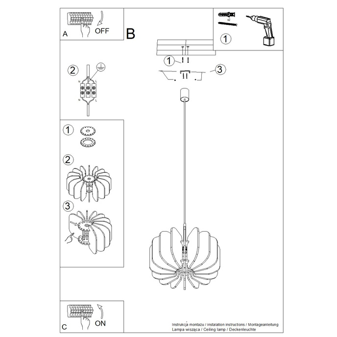 Pendellampa MULA 45 marinblå