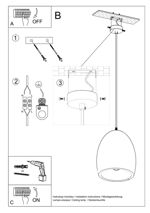 Keramisk pendellampa FLAWIUSZ vit + 1x LED-lampa E27 4000K Cold 7,5W 650lm