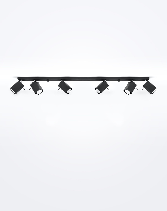 Plafond MERIDA 6L svart + 6x LED-lampa GU-10 3000K varm 7W 620lm