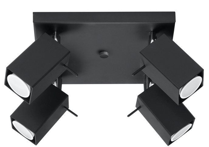 Plafond MERIDA 4 svart + 4x LED-lampa GU-10 4000K Kall 7W 630lm
