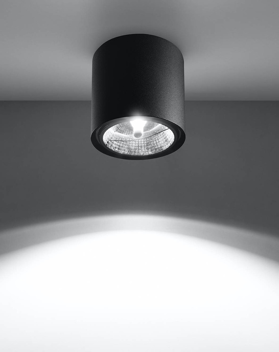 Plafond TIUBE svart + 1x LED-lampa GU10 AR111 3000K varm 12W 800lm