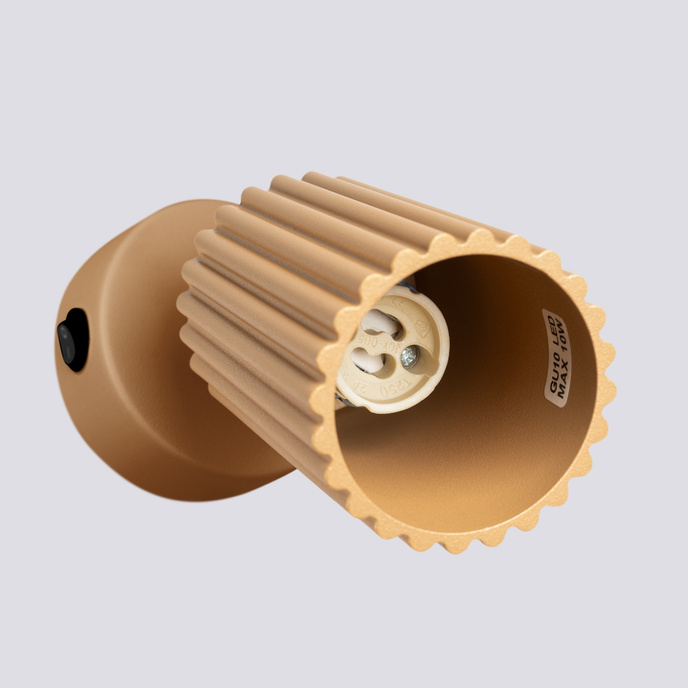 Vägglampa KARBON guld med strömbrytare + 1x LED-lampa GU-10 3000K varm 7W 510lm