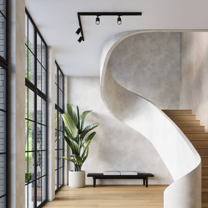 Taklampa, 4 spotlights, 3-fas strömskenesystem, RING