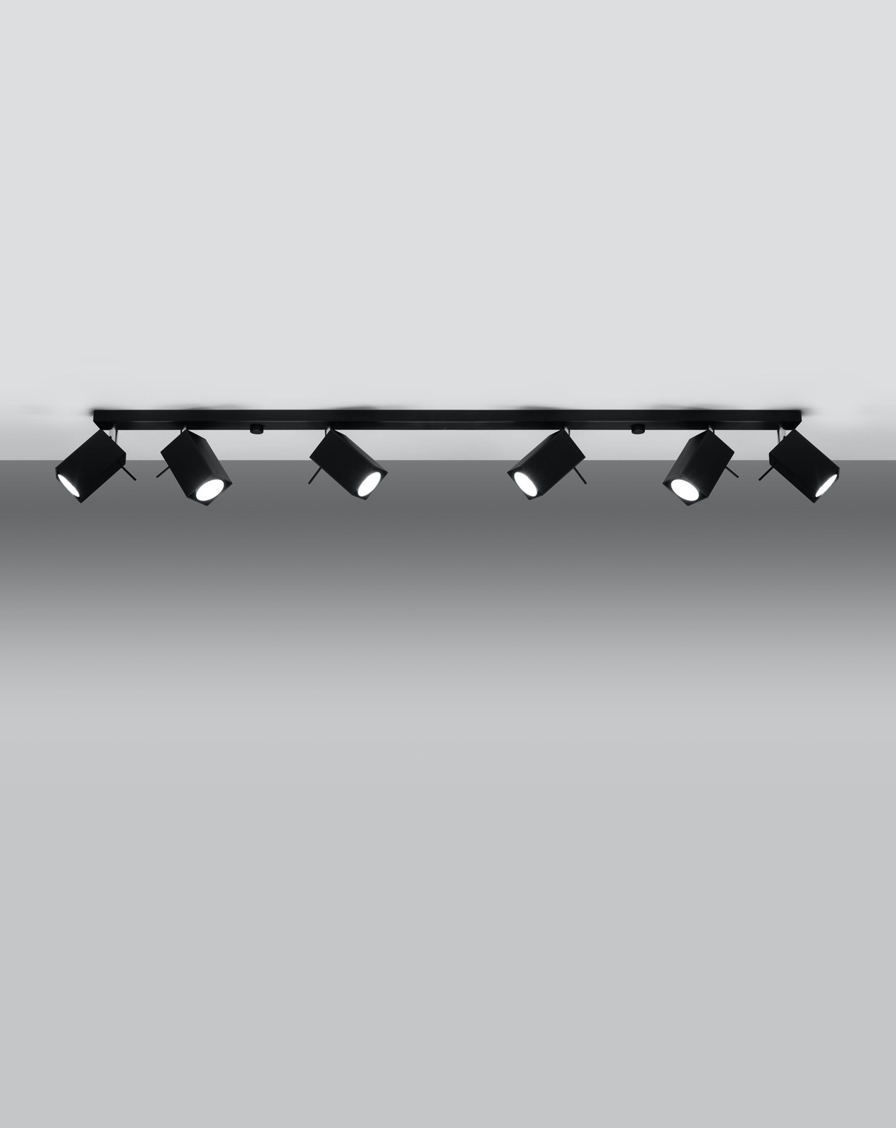 Plafond MERIDA 6L svart + 6x LED-lampa GU-10 4000K Kall 7W 630lm