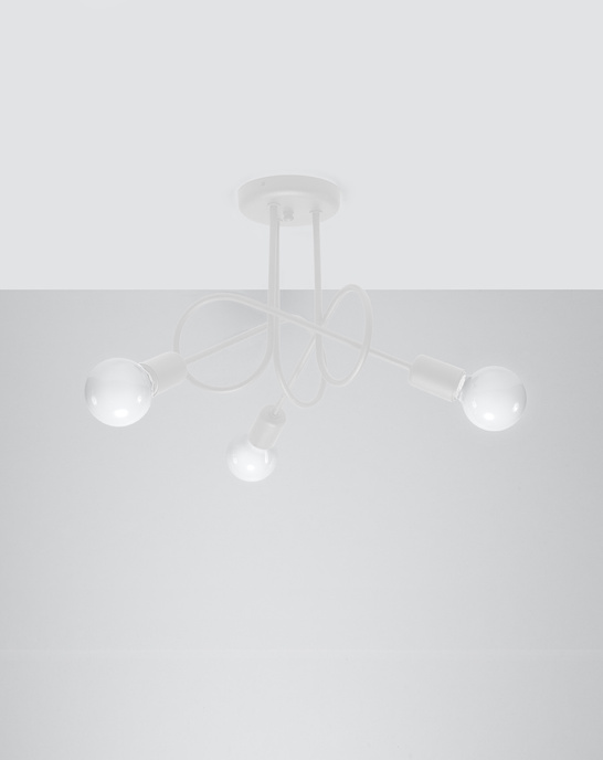 Ljuskrona SUPEŁ 3 vit + 3x LED-lampa E27 4000K kall 7,5W 650lm