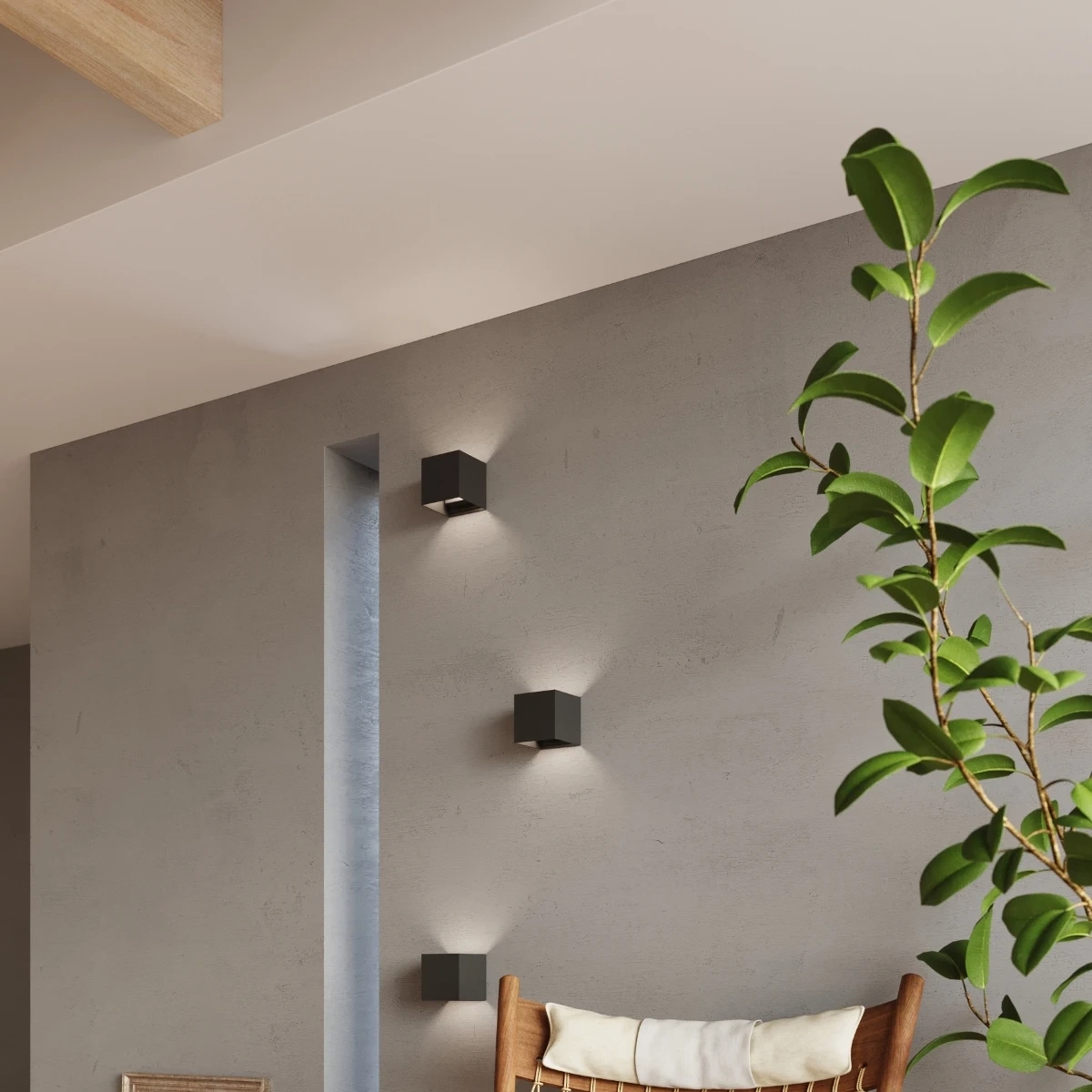 Vägglampa LUCA svart LED IP54