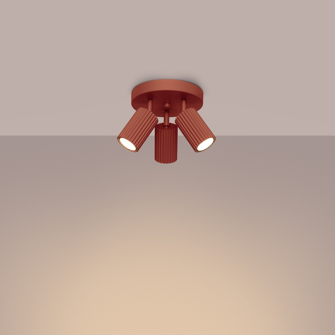 Plafond KARBON 3P ockraröd + 3x LED-lampa GU-10 4000K Kall 7W 530lm