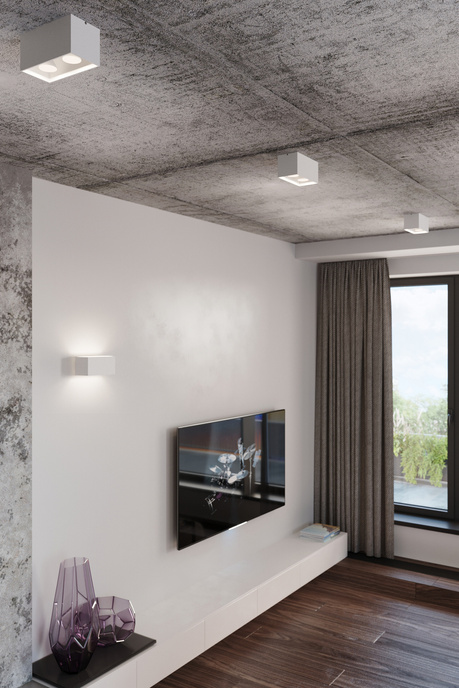 Plafond QUAD MAXI vit + 2x LED-lampa GU-10 4000K kall 7W 630lm
