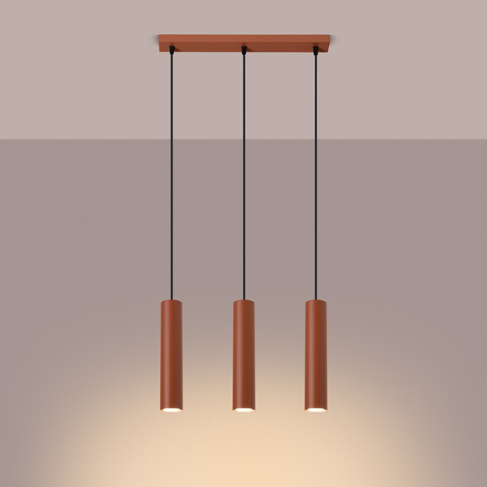 LAGOS 3L ockraröd taklampa + 3x GU-10 4000K kall 7W 530lm LED-lampa