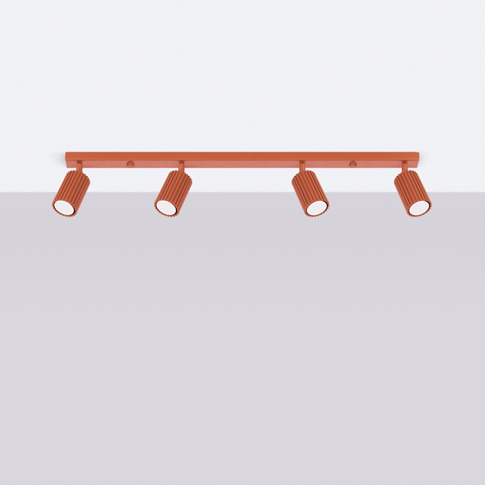 Plafond KARBON 4L ockraröd + 4x LED-lampa GU-10 4000K Kall 7W 530lm