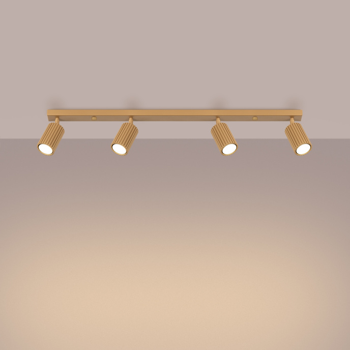 Plafond KARBON 4L guld + 4x LED-lampa GU-10 3000K varm 7W 510lm