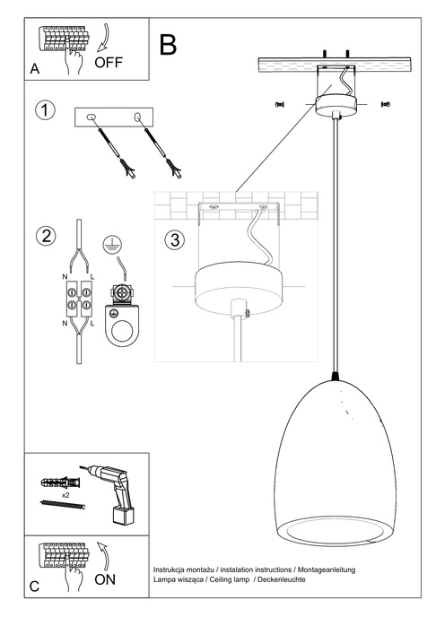 Keramisk taklampa BUKANO vit + 1x LED-lampa E27 4000K kall 7,5W 650lm