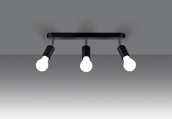 Plafond FORNES 3 svart + 3x LED-lampa E27 4000K Kall 7,5W 690lm