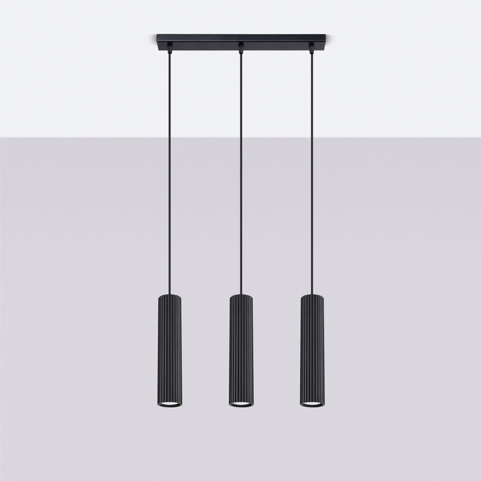 Taklampa KARBON 3L svart + 3x LED-lampa GU-10 3000K varm 7W 510lm