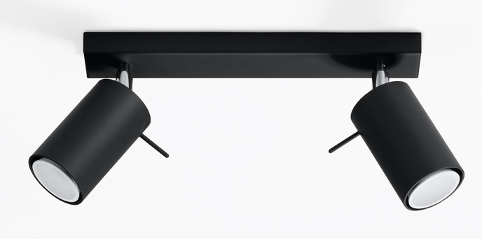 Plafond RING 2 svart + 2x LED-lampa GU-10 3000K varm 7W 620lm