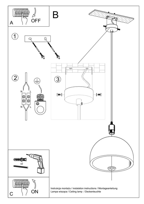 PABLITO taklampa + 1x LED-lampa E27 3000K varm 7,5W 620lm