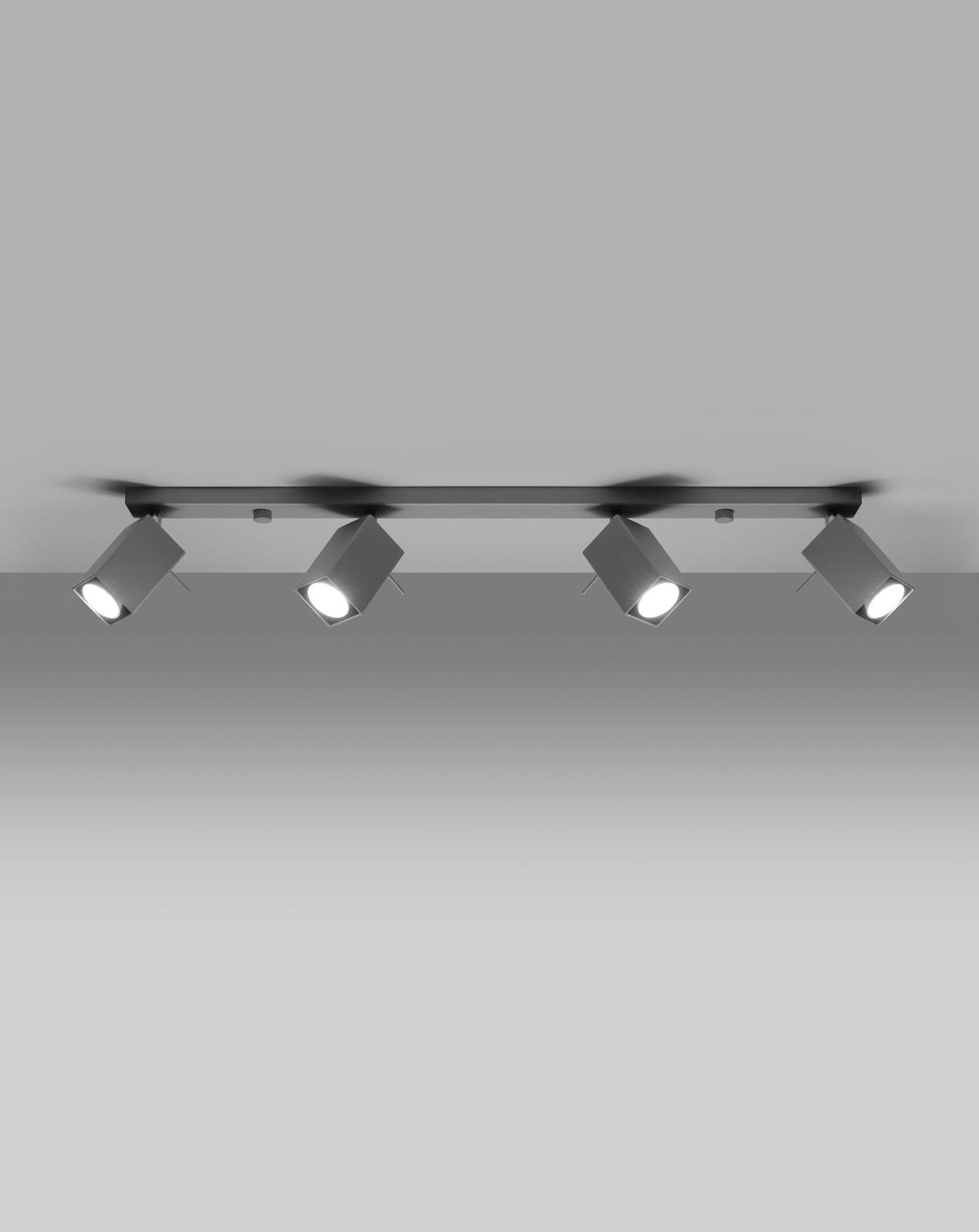 Plafond MERIDA 4L grå + 4x LED-lampa GU-10 3000K varm 7W 620lm