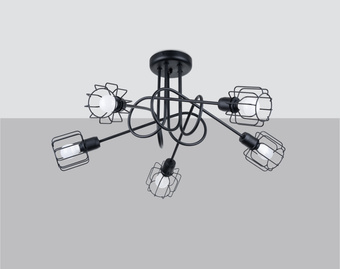 Ljuskrona BELUCI 5S svart + 5x LED-lampa E14 3000K varm 7,5W 620lm