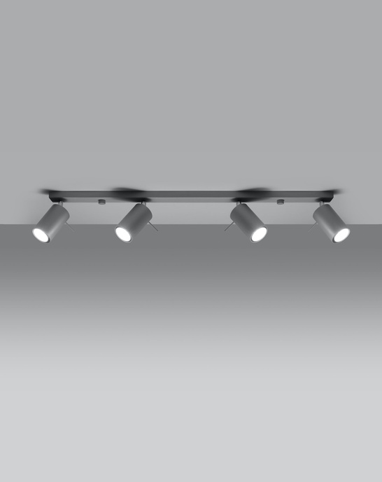 Plafond RING 4L Grå + 4x LED-lampa GU-10 3000K Varm 7W 620lm