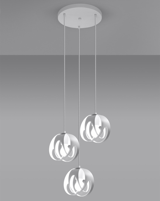 TULOS 3P taklampa vit + 3x LED-lampa E27 3000K varm 7,5W 620lm