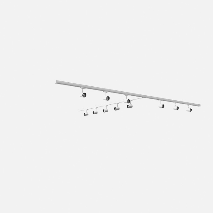 Taklampa, 11 spotlights, 3-fas strömskenor, KAMI 88W LED 3000K