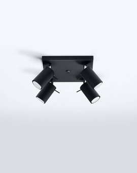 Plafond RING 4 svart + 4x LED-lampa GU-10 4000K Kall 7W 630lm