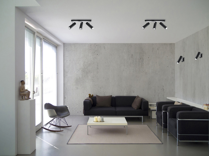 Vägglampa DIREZIONE svart + 1x LED-lampa GU-10 4000K Cold 7W 630lm