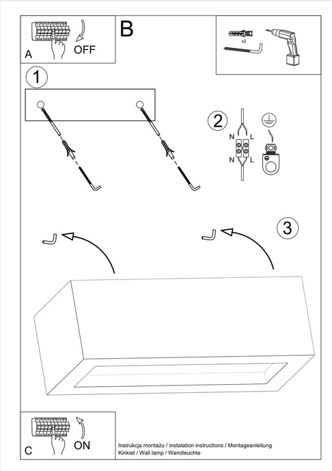 Vägglampa VEGA 30 betong + 1x LED-lampa E27 4000K Cold 7,5W 650lm