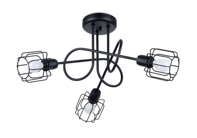 Ljuskrona BELUCI 3S svart + 3x LED-lampa E14 4000K Kall 7,5W 680lm