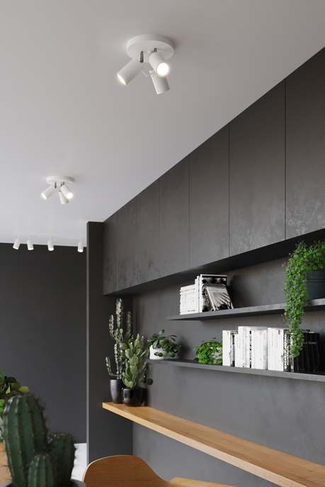 Plafond RING 3P vit + 3x LED-lampa GU-10 3000K varm 7W 620lm