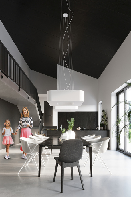 URANO 60 ljuskrona vit + 8x LED-lampa E27 4000K Kall 7,5W 650lm