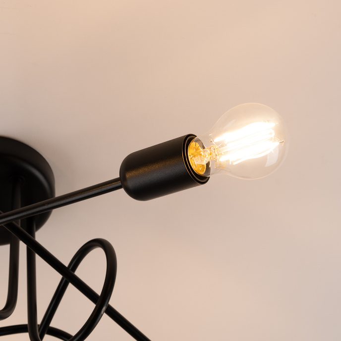 Ljuskrona SUPEŁ 5 svart + 5X LED-lampa E27 3000K 7W 760lm