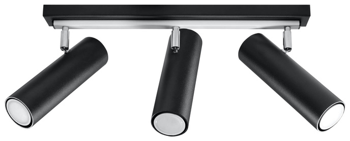 Plafond DIREZIONE 3 svart + 3x LED-lampa GU-10 3000K varm 7W 620lm