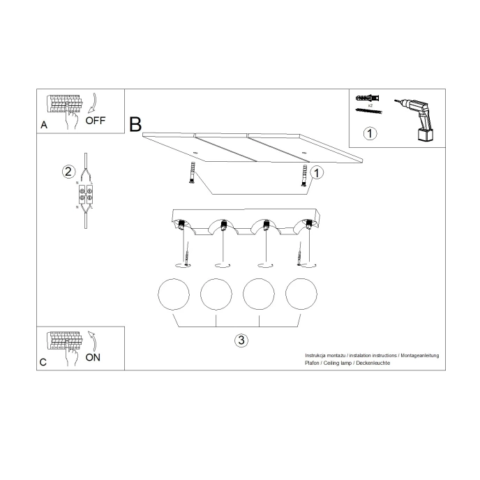 Taklampa BULBO 4 naturligt trä