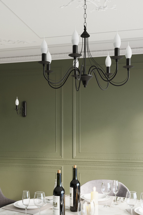 Ljuskrona MINERWA 5 svart + 5x LED-lampa E14 3000K varm 7,5W 620lm