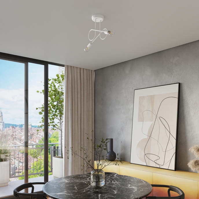 Ljuskrona LOOP 2 vit + 2x LED-lampa E27 3000K 7W 760lm