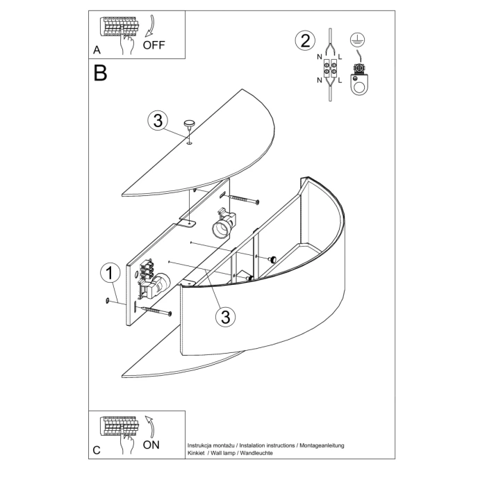 Vägglampa SKALA BLACK