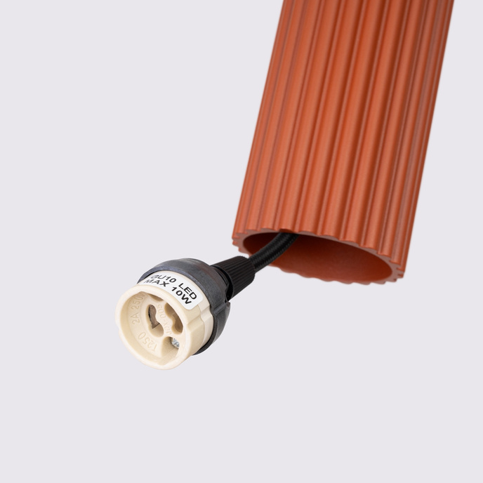 KARBON 3P taklampa ockraröd + 3x LED-lampa GU-10 4000K Kall 7W 530lm