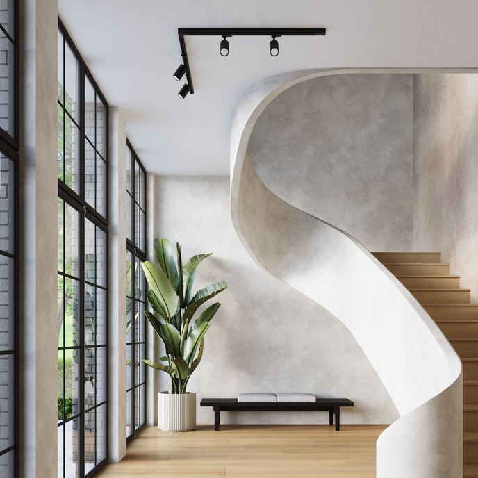 Taklampa, 4 spotlights, 3-fas strömskenesystem, RING