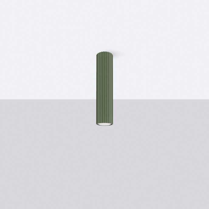 Plafond KARBON 30 olivgrön + 1x LED-lampa GU-10 4000K Kall 7W 530lm