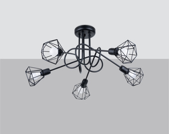 Ljuskrona ARTEMIS 5S svart + 5x LED-lampa E14 4000K Kall 7,5W 680lm