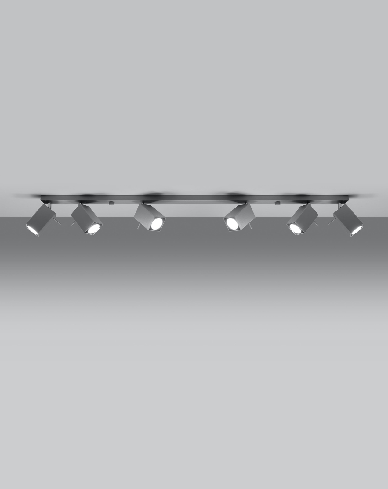 Plafond MERIDA 6L grå + 6x LED-lampa GU-10 4000K kall 7W 630lm