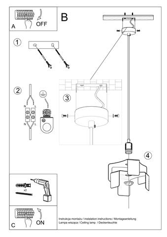 TULIP taklampa svart + 1x LED-lampa E27 4000K Cold 7,5W 650lm