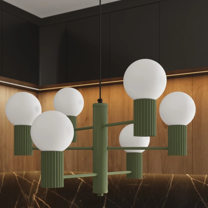 Ljuskrona HALO 6 olivgrön