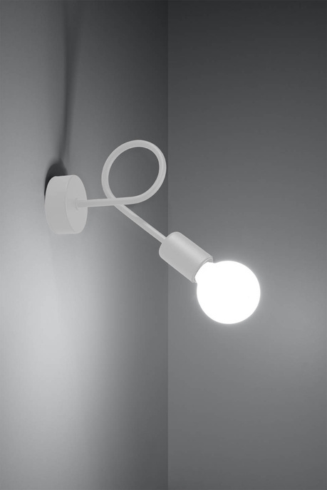 Vägglampa SUPEŁ vit + 1x LED-glödlampa E27 4000K kall 7,5W 650lm
