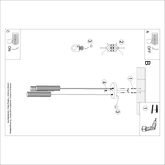 Pendellampa KARBON 3P vit