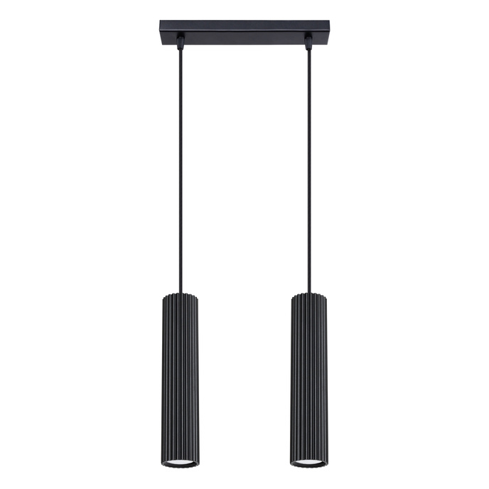Pendellampa KARBON 2 svart + 2x LED-lampa GU-10 4000K Cold 7W 530lm