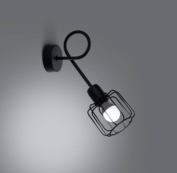 Vägglampa BELUCI 1S svart + 1x LED-lampa E14 3000K varm 7,5W 620lm